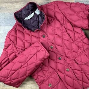 Eddie Bauer Womens Petites XS Down Quilted Jacket Red 550 Fill‎ Power